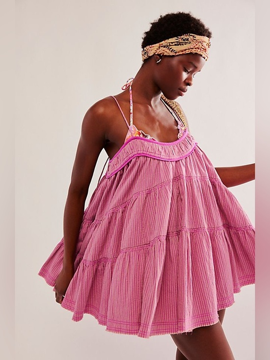 Free People Dresses & Skirts - Free People Dress Womens Large Wilder Days Striped Mini Boho